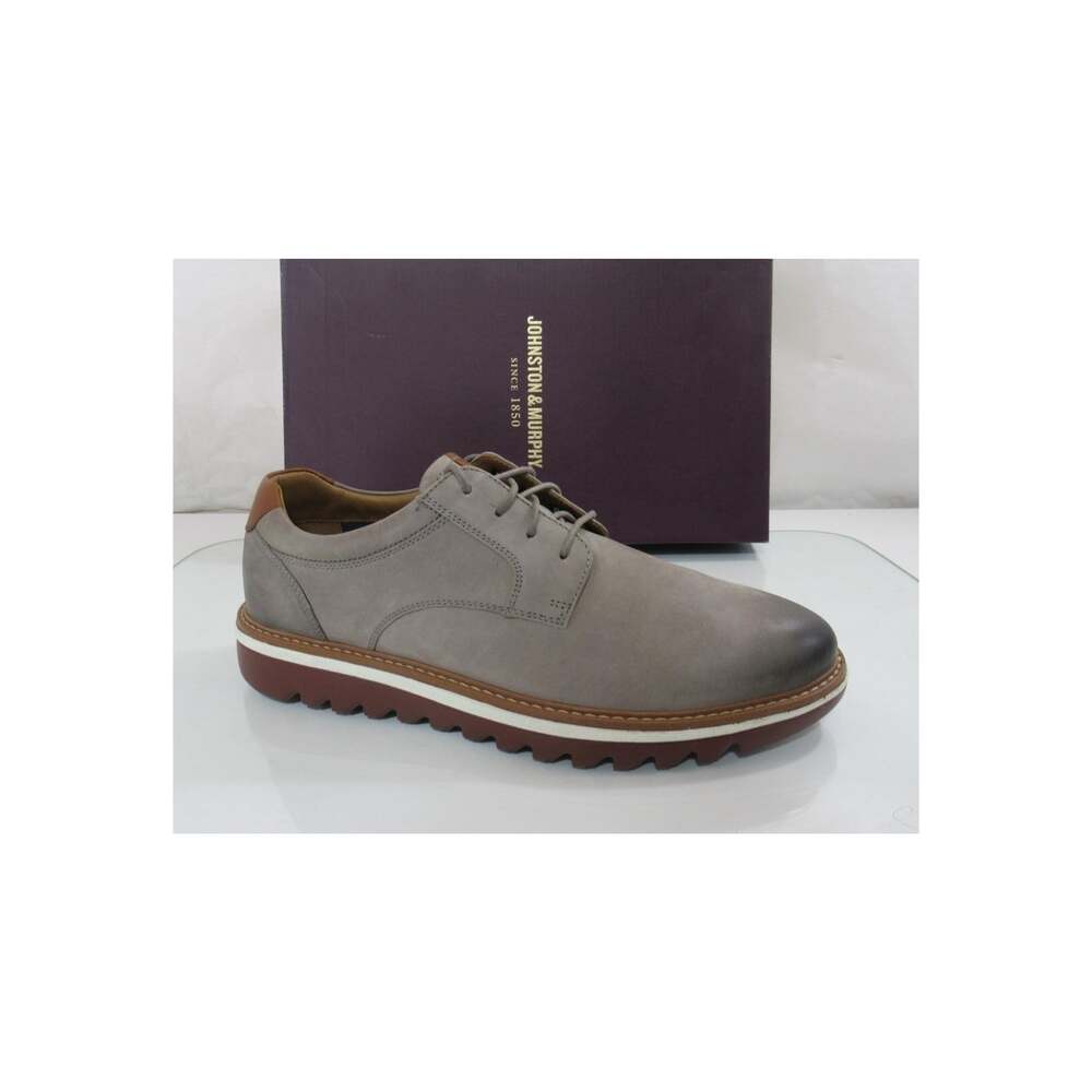 Men's Johnston Murphy Braydon Plain Toe Oxford Shoes Grey Oiled Nubuck Size 10